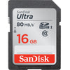 SanDisk Ultra 16GB 80MB/s SDHC UHS-I Class 10 Flash Memory Card