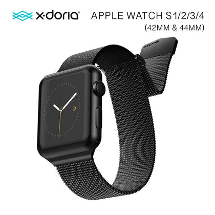 X-Doria 38mm & 40mm Mesh Hybrid Band for Apple Watch (With Leather) (Black)