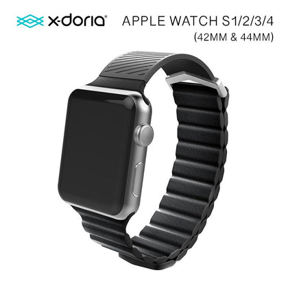 X-Doria 42mm & 44mm Leather Hybrid Band for Apple Watch  (Black)