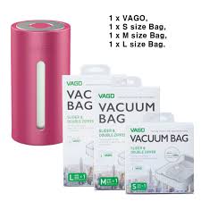 VAGO Travel Vacuum Compressor With M Size Slider & Double Zipper Vacuum Bag